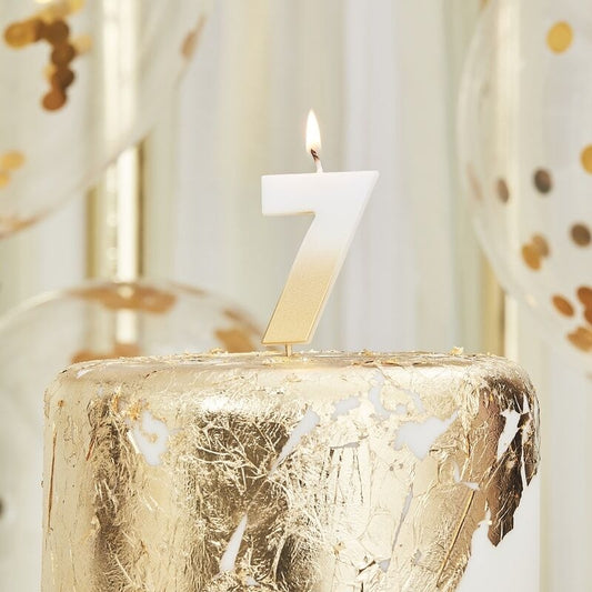 Gold Ombre 7 Number Birthday Candle - Ginger Ray - Party Touches