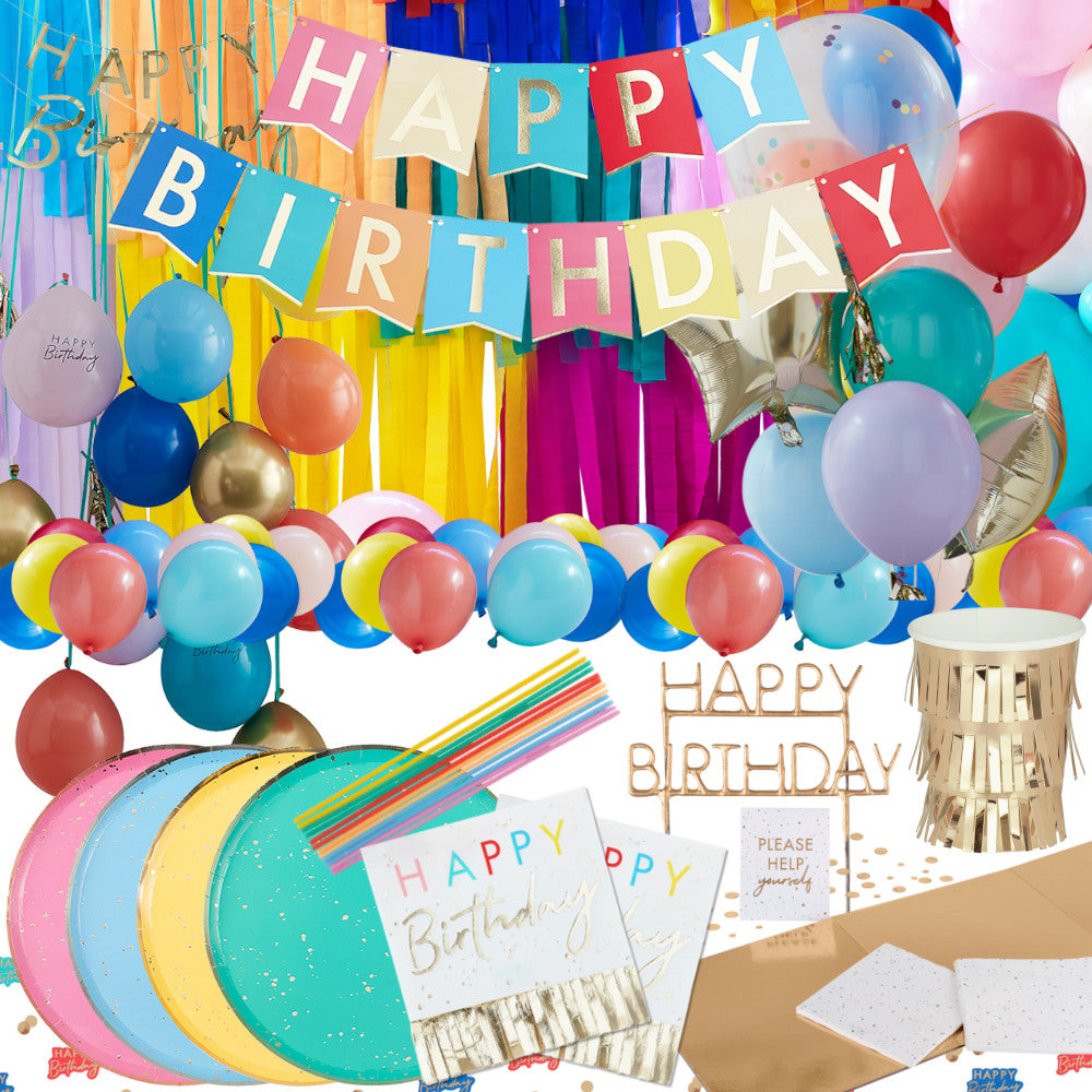 Mix it Up Brights Rainbow Birthday Decorations & Tableware