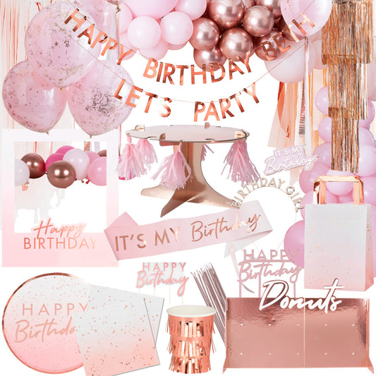 Mix it Up Pink & Rose Gold Birthday Decorations & Tableware