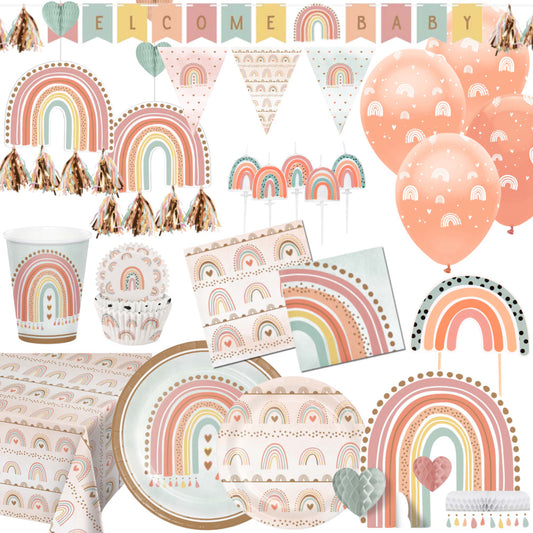 Boho Rainbow Baby Shower Party Supplies