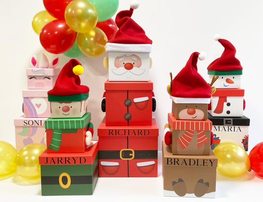 Personalised Christmas Stacking Boxes Gift Set