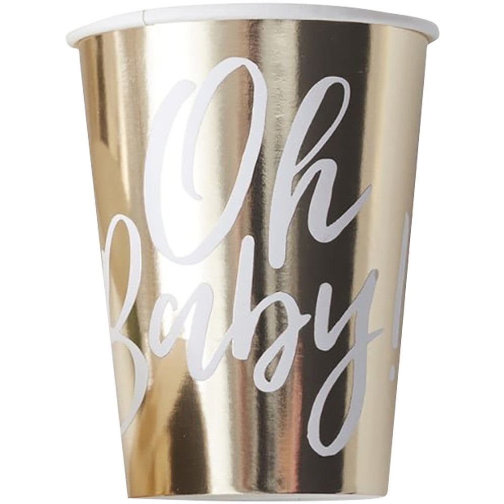 Gold Foiled Oh Baby! Paper Cups - Ginger Ray - Party Touches