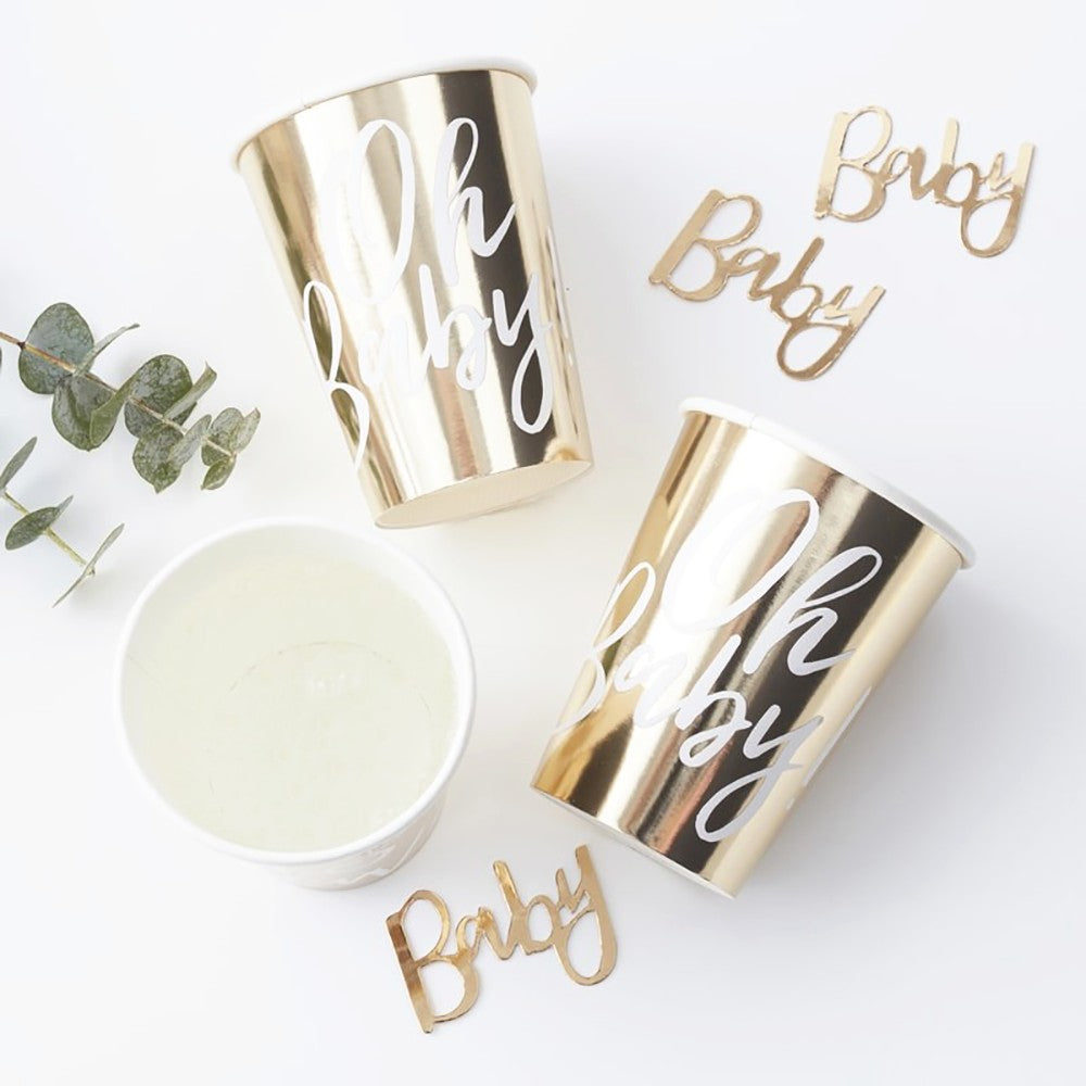 Gold Foiled Oh Baby! Paper Cups