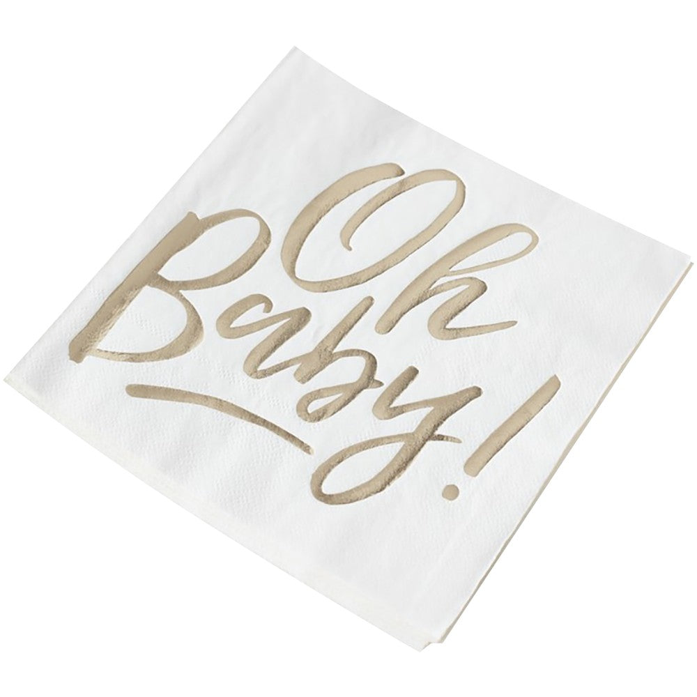 Gold Foiled Oh Baby! Paper Napkins - Ginger Ray - Party Touches