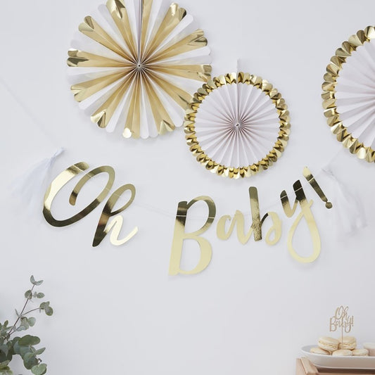 Gold Foiled Oh Baby! Bunting - Ginger Ray - Party Touches