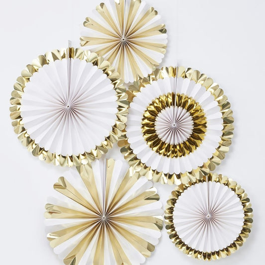 Gold Foiled Fan Decorations - Ginger Ray - Party Touches