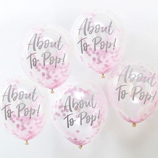 About to Pop! Printed Pink Confetti Balloons - Ginger Ray - Party Touches