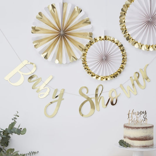 Gold Foiled Baby Shower Bunting - Ginger Ray - Party Touches