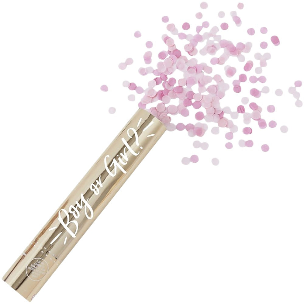 Large Gold Foiled Pink Gender Reveal Confetti Cannon - Ginger Ray - Party Touches