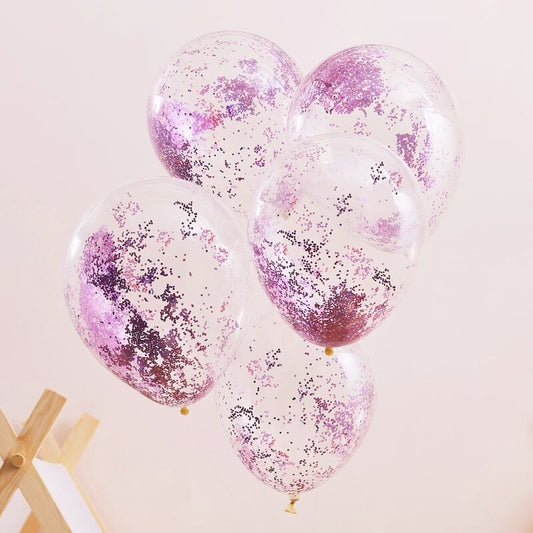 Pink Pamper Party Glitter Balloons - Ginger Ray - Party Touches