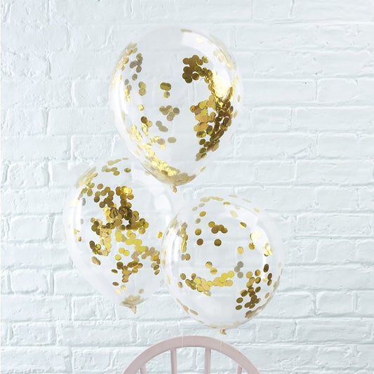 Gold Confetti Filled Balloons - Ginger Ray - Party Touches