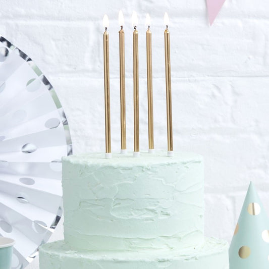 Gold Tall Candles - Ginger Ray - Party Touches