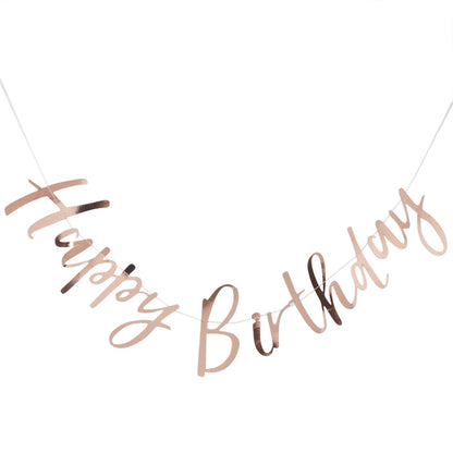 Rose Gold Happy Birthday Bunting - Ginger Ray - Party Touches