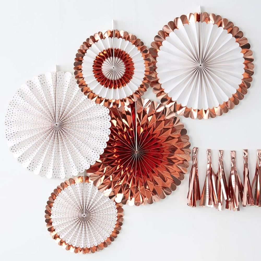 Rose Gold Fan Decorations - Ginger Ray - Party Touches