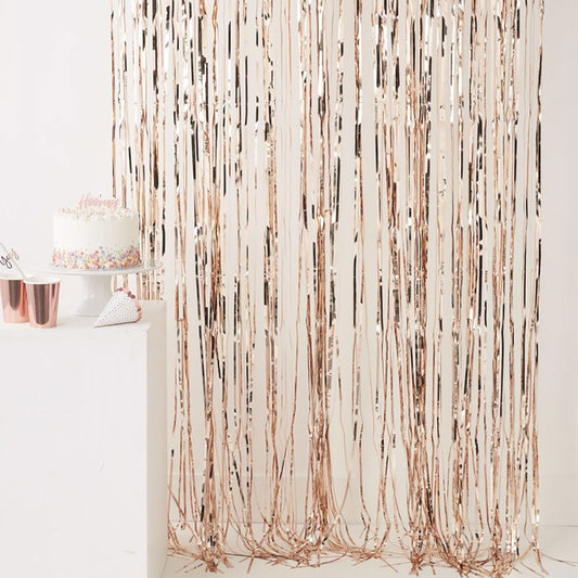 Rose Gold Fringe Curtain - Ginger Ray - Party Touches
