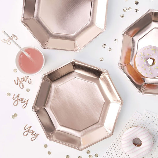 Rose Gold Paper Plates - Ginger Ray - Party Touches
