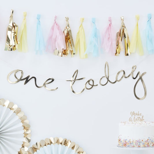 Gold One Today Bunting - Ginger Ray - Party Touches