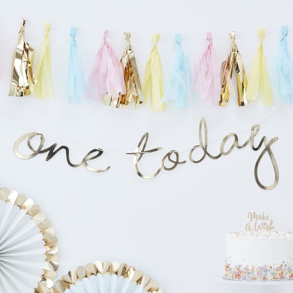 Gold One Today Bunting - Ginger Ray - Party Touches
