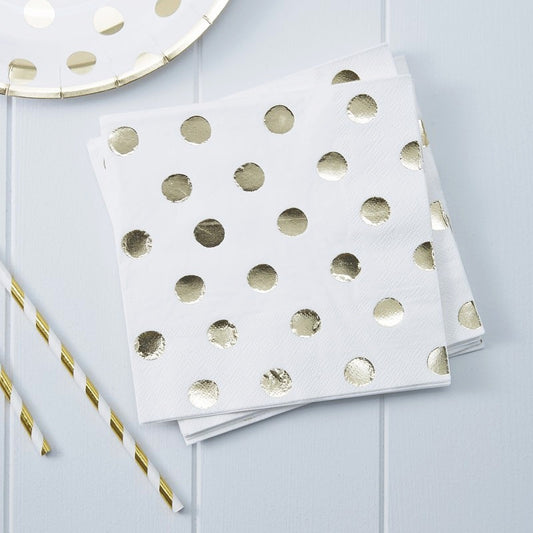 Gold Foiled Polka Dot Paper Napkins - Ginger Ray - Party Touches