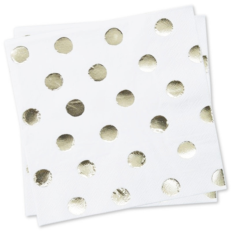 Gold Foiled Polka Dot Paper Napkins - Ginger Ray - Party Touches
