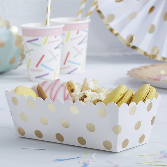 Gold Foiled Polka Dot Food Trays - Ginger Ray - Party Touches