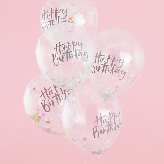 Happy Birthday Pastel Confetti Balloons - Ginger Ray - Party Touches