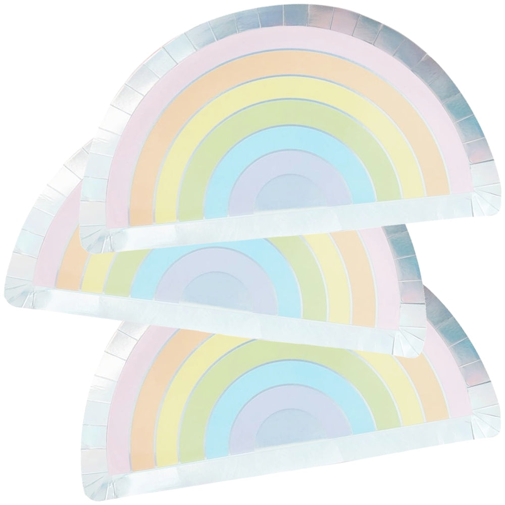 Iridescent Rainbow Paper Plates - Ginger Ray - Party Touches