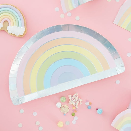 Iridescent Rainbow Paper Plates - Ginger Ray - Party Touches