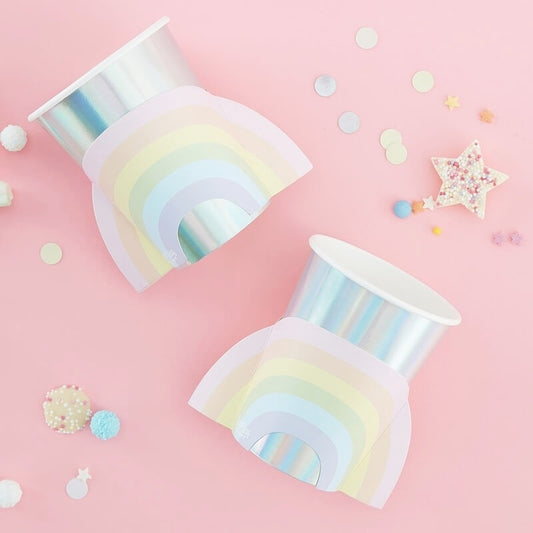 Iridescent Rainbow Paper Cups - Ginger Ray - Party Touches