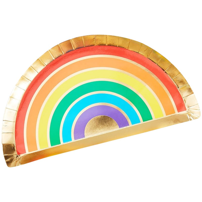 Rainbow & Gold Foiled Paper Party Plates - Ginger Ray - Party Touches