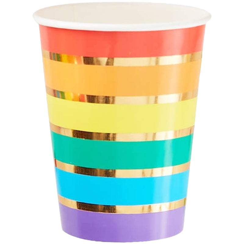 Rainbow & Gold Foiled Paper Party Cups - Ginger Ray - Party Touches