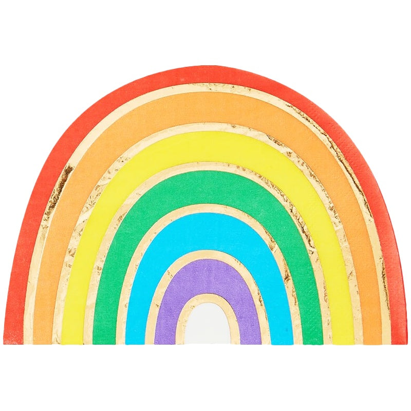 Rainbow & Gold Foiled Paper Party Napkins - Ginger Ray - Party Touches