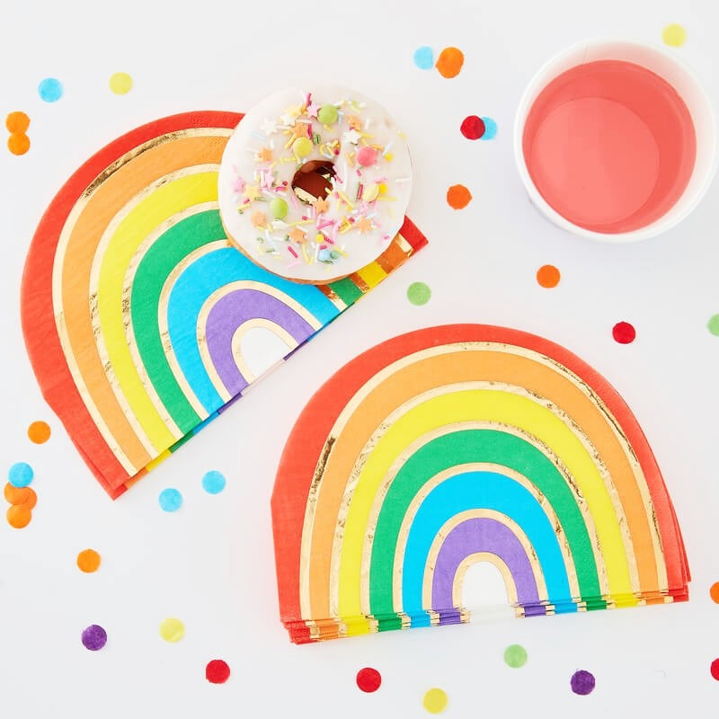 Rainbow & Gold Foiled Paper Party Napkins