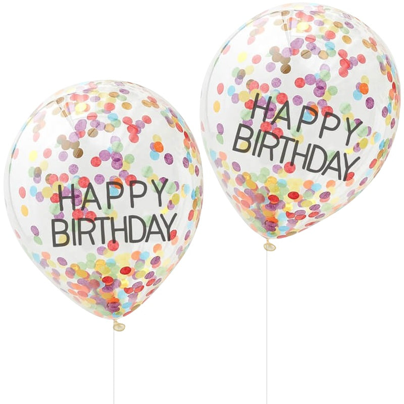 Happy Birthday Rainbow Confetti Balloons - Ginger Ray - Party Touches