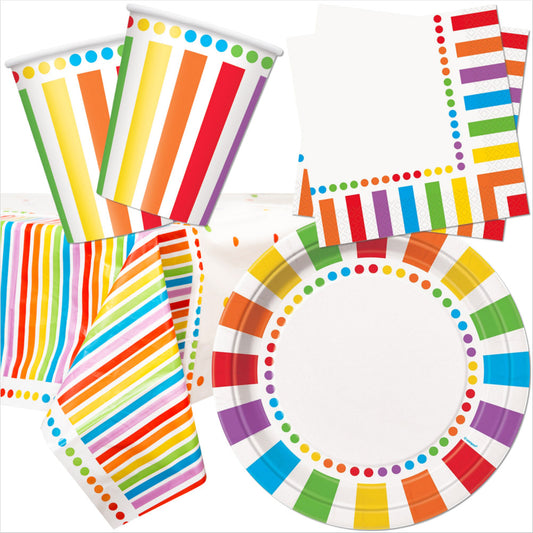Multicoloured Party Tableware Bundle - 8 Guests - Unique Party - Party Touches