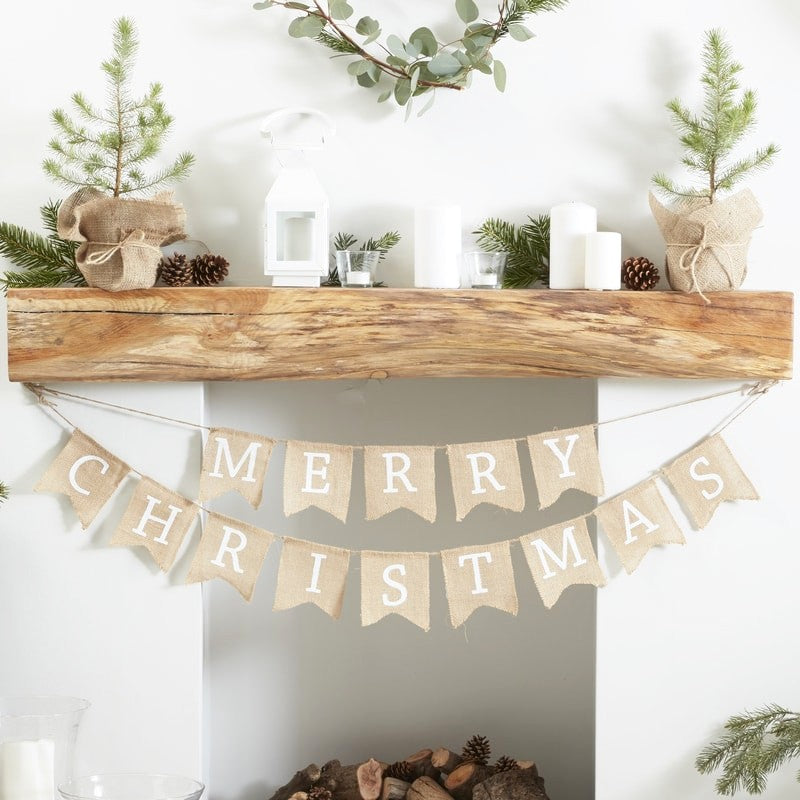 Hessian Burlap Merry Christmas Bunting - Ginger Ray - Party Touches