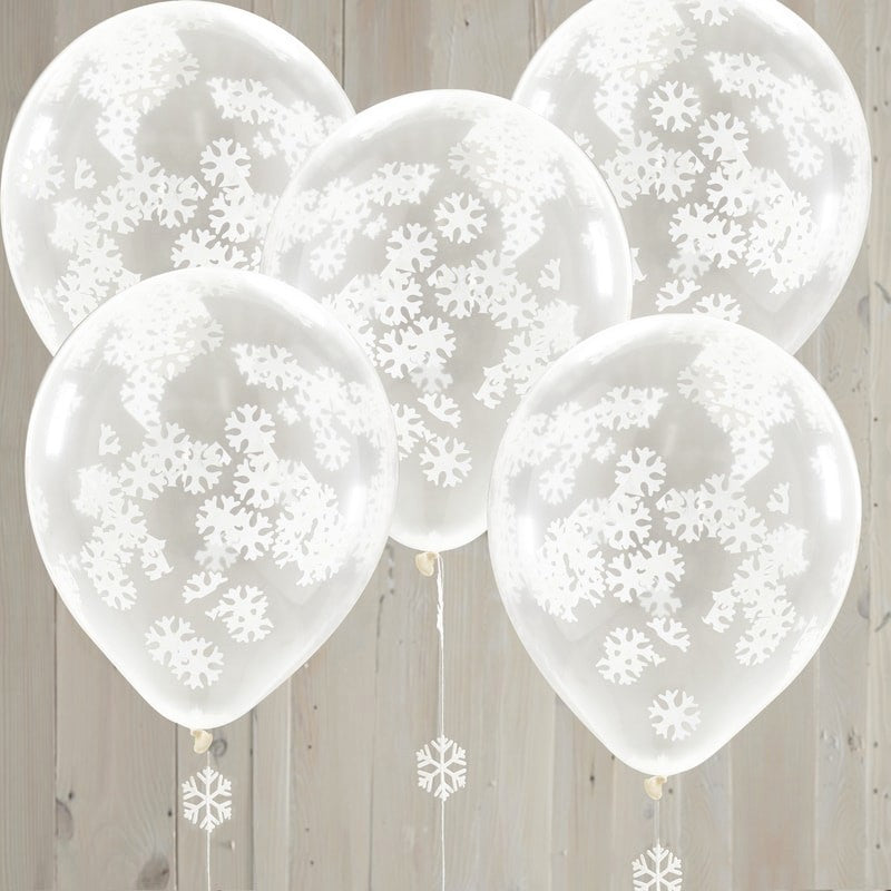 Snowflake Shaped Confetti Filled Balloons - Ginger Ray - Party Touches
