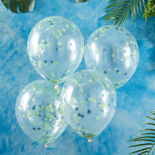 Dinosaur Green and Blue Confetti Balloons - Ginger Ray - Party Touches