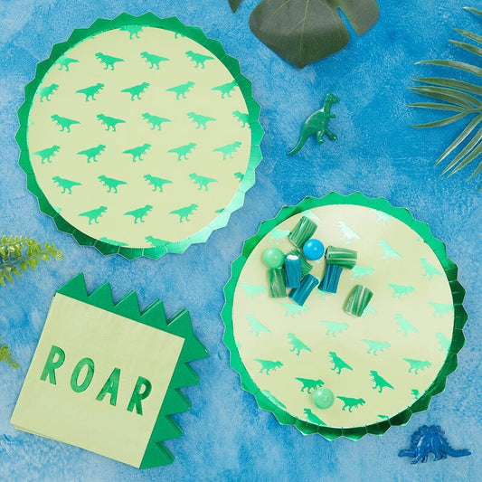 Dinosaur Paper Party Plates - Ginger Ray - Party Touches