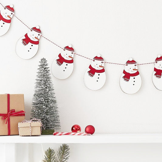 Christmas Wooden Snowman Bunting