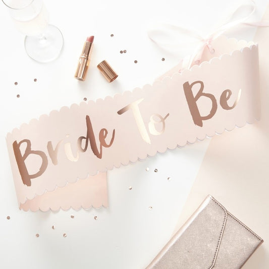 Pink & Rose Gold 'Bride To Be' Sash - Ginger Ray - Party Touches