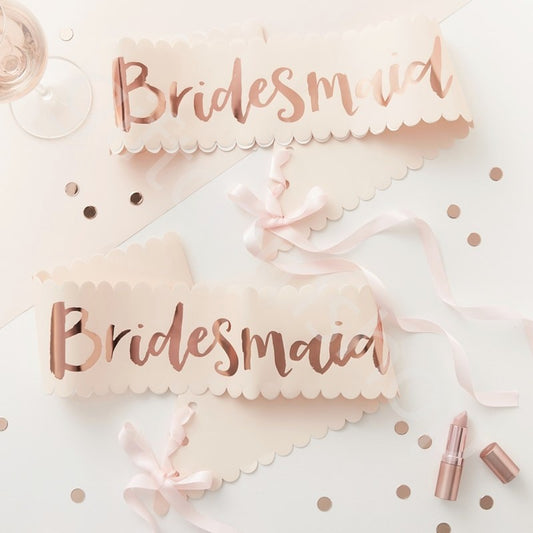 Pink & Rose Gold Bridesmaid Sash - Ginger Ray - Party Touches