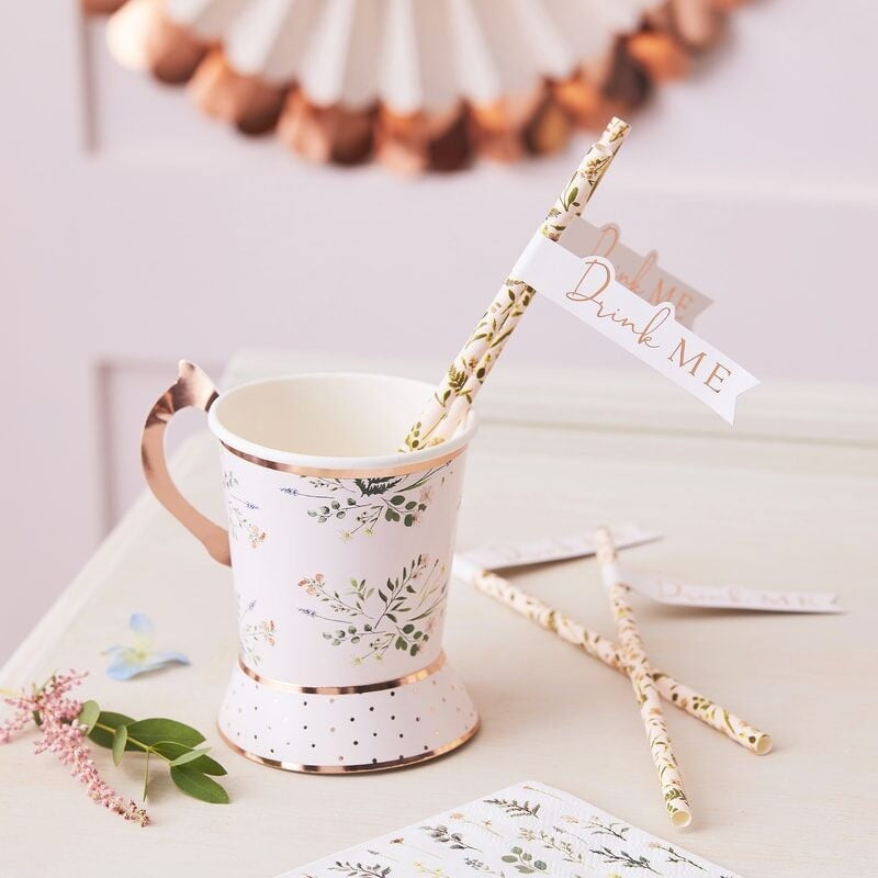 Tea Party Flag Paper Straws - Ginger Ray - Party Touches
