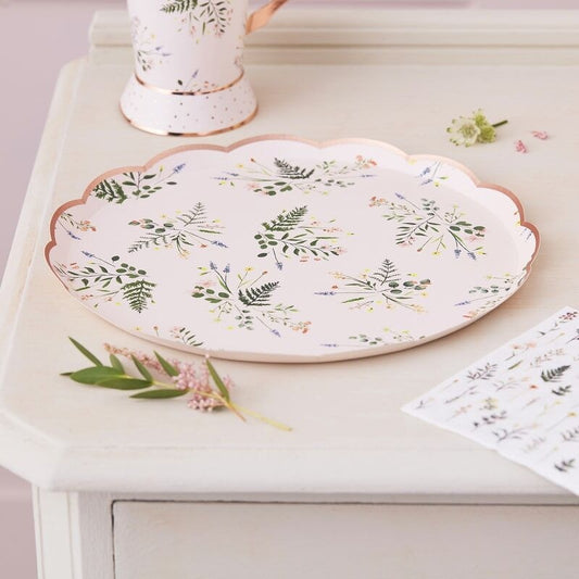 Floral Tea Party Paper Plates - Ginger Ray - Party Touches
