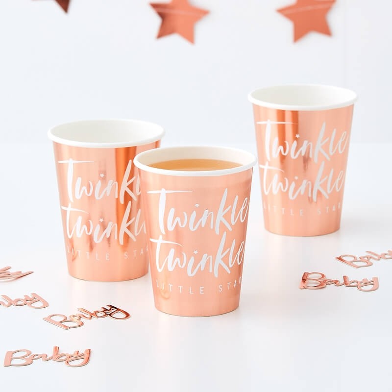 Rose Gold Foiled Twinkle Twinkle Paper Cups - Ginger Ray - Party Touches