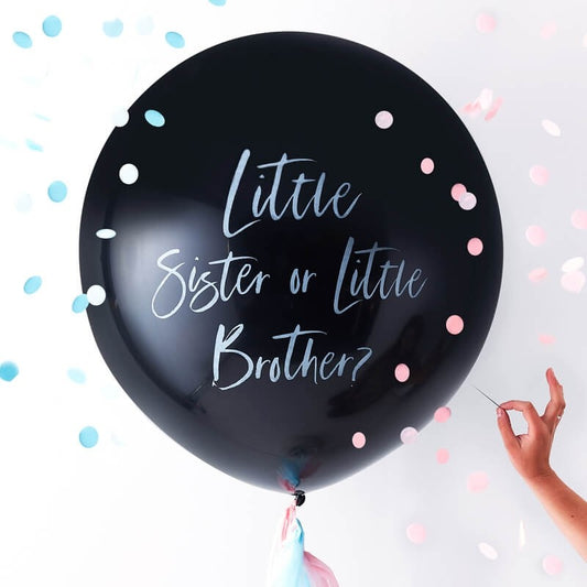 Gender Reveal Little Brother or Sister Balloon - Ginger Ray - Party Touches