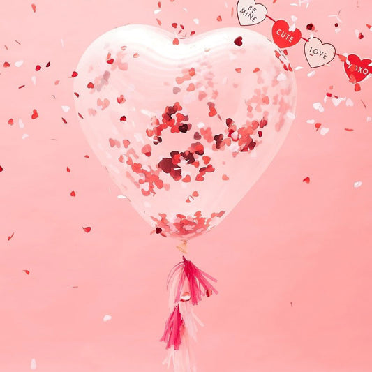 Giant Heart Shaped Confetti Filled Balloon - Ginger Ray - Party Touches