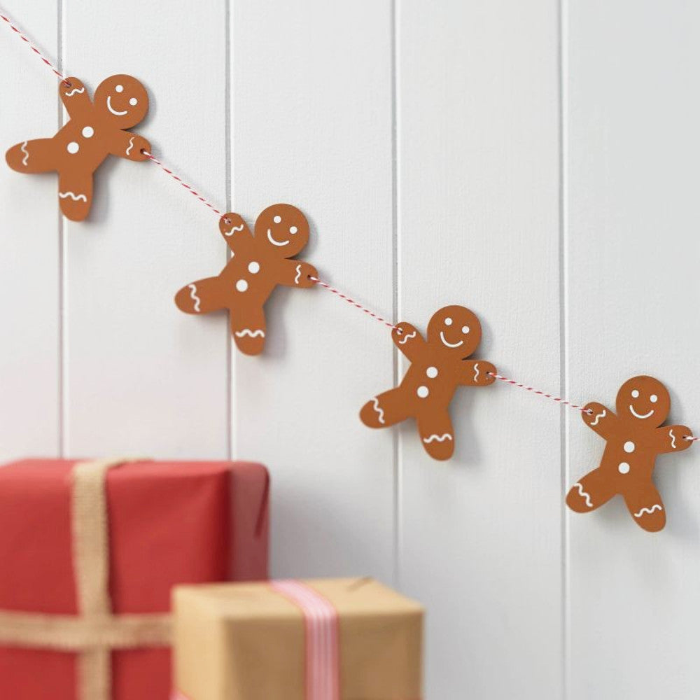 Wooden Gingerbread Man Christmas Bunting - Ginger Ray - Party Touches