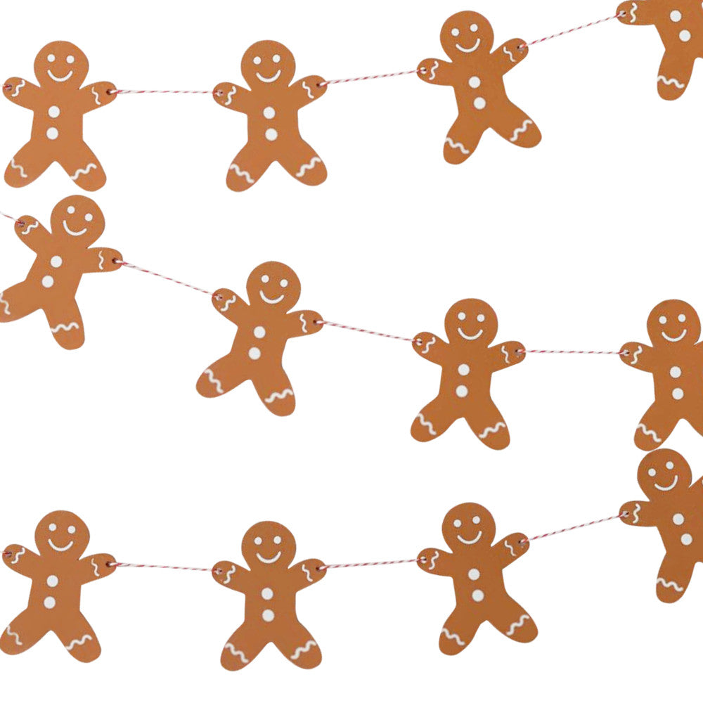 Wooden Gingerbread Man Christmas Bunting - Ginger Ray - Party Touches